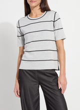 Odessa Reversible Knit Short Sleeve Tee Black + Pearl Grey Melange