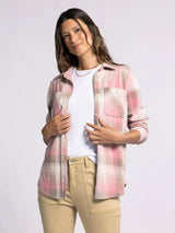 Lewis Button Up Shirt Ivory Salmon Plaid