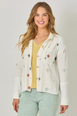 Thermal Contrast Hoodie Jacket Off White