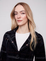 Plaid Patch Pocket Knit Coatigan Mocha