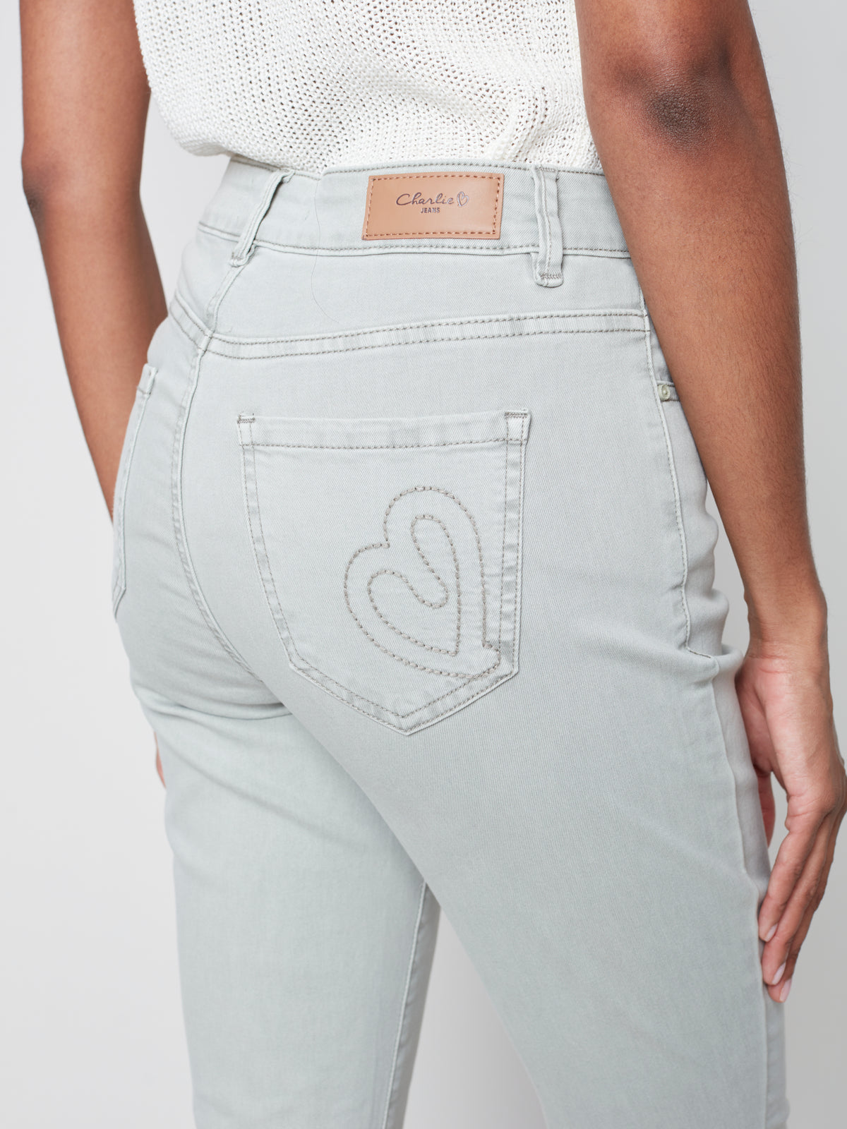 Twill Bootcut Raw Hem Pant Basil