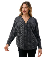 Dolman Zipper Top Black Cable Print