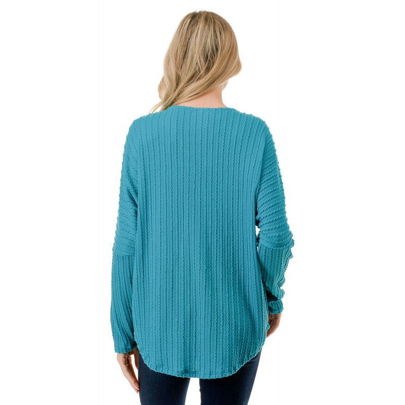 Dolman Zipper Top Turquoise Mini Cable