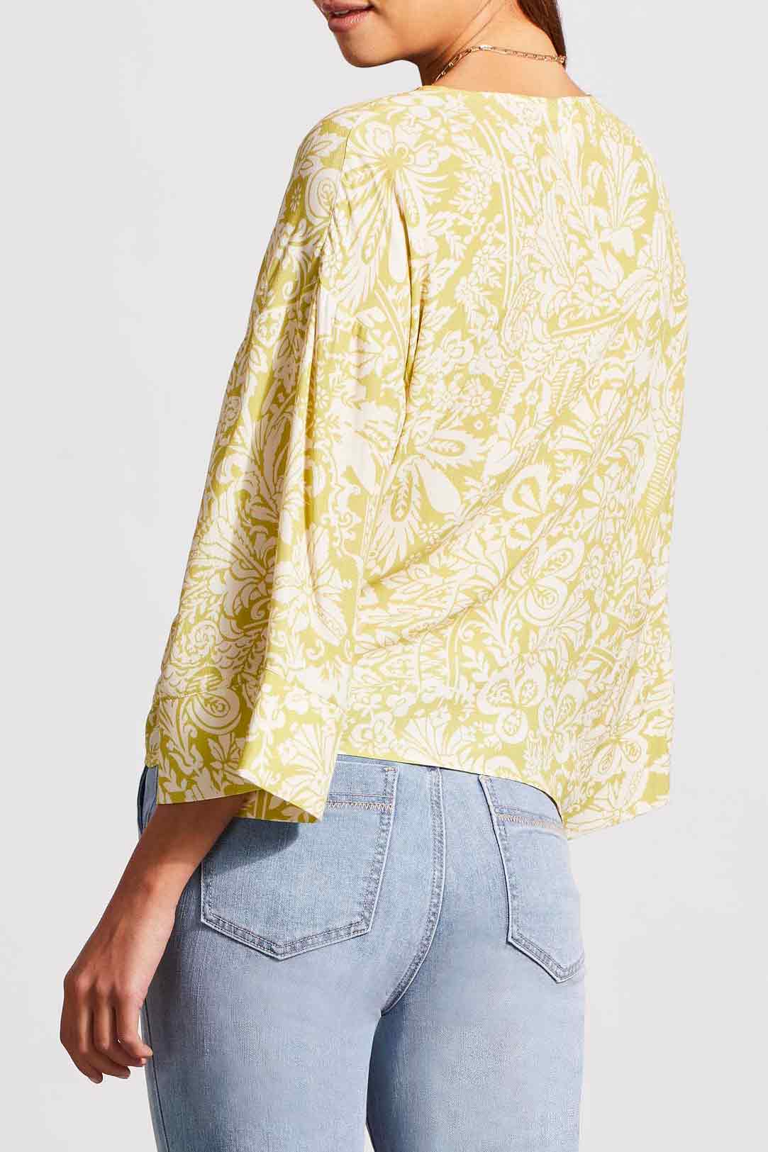 Printed Crepe Kimono Blouse Pear