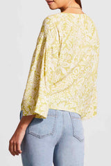 Printed Crepe Kimono Blouse Pear