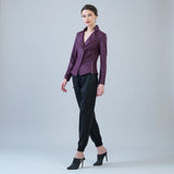Classic Leather Knit Moto Jacket Plum