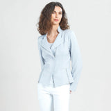Classic Leather Knit Moto Jacket Stone