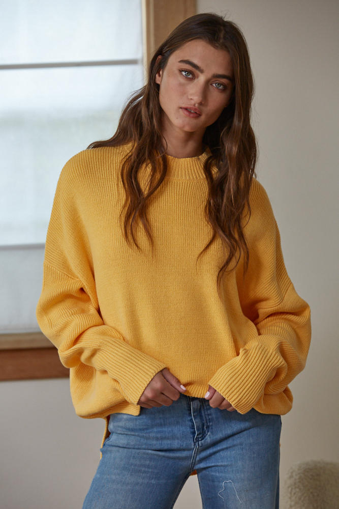 Riley Oversized High Neck Sweater Creamy Orange