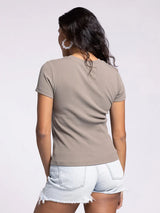 Annie Ribbed Tee Stone Brown