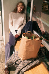Roll Hem Long Sleeve Sweater White Tea