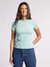 Annie Ribbed Tee Ibiza Sea