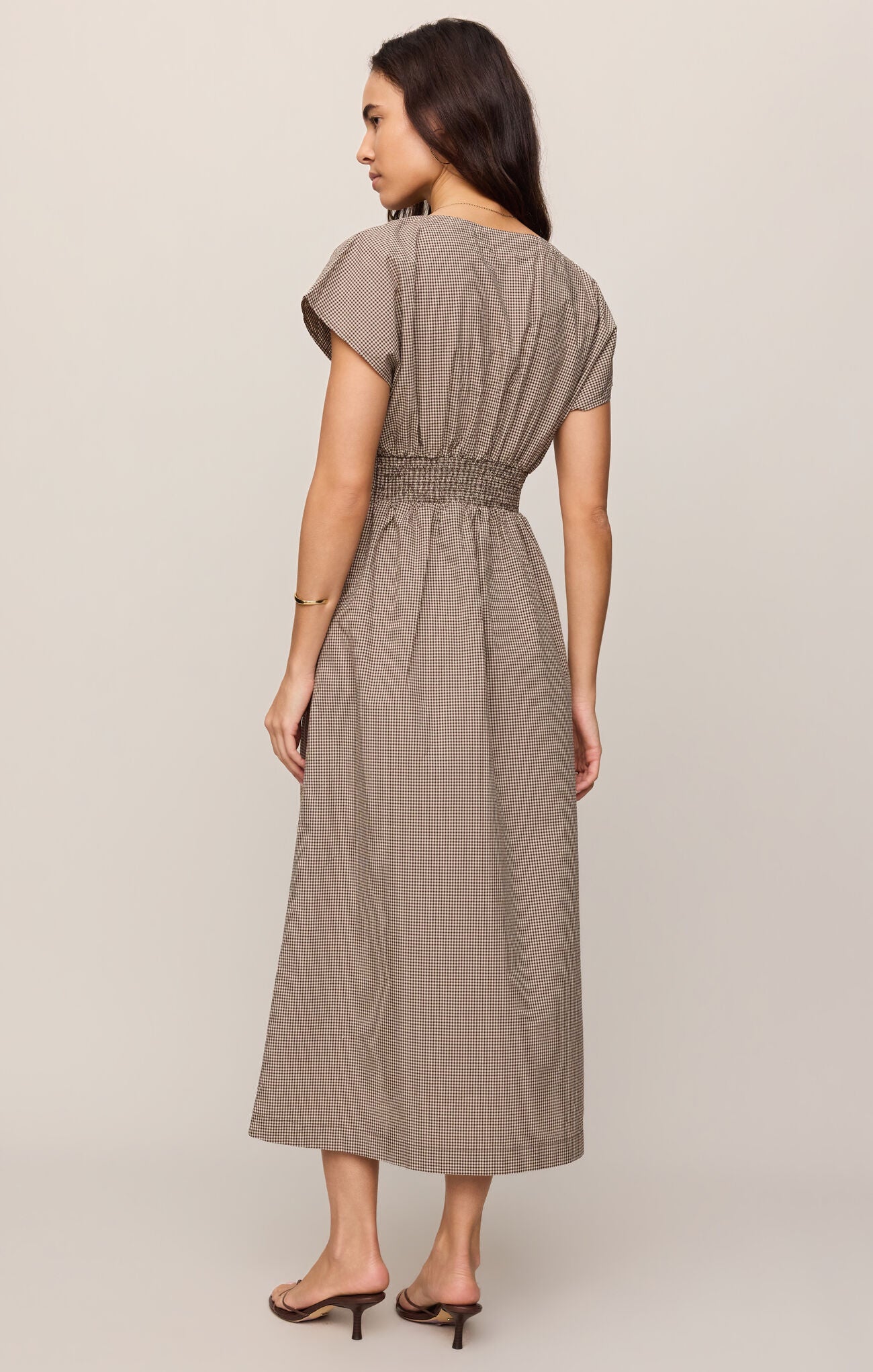 Sanna Gingham Midi Dress Dark Chocolate
