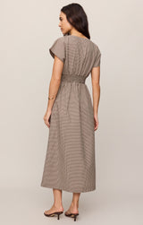 Sanna Gingham Midi Dress Dark Chocolate