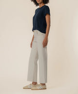 Charlotte Wide Leg Raw Hem Jeans Ecru