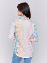 Mixed Swirl Print Long Sleeve Button Down Shirt Wallpaper