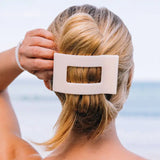 Teleties Large Flat Rectangle Hair Clip Almond Beige