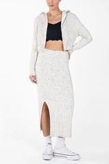 Confetti Knit Zip Hoodie Oatmeal