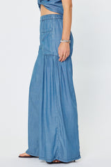 Chambray Wide Leg Palazzo Pants Chambray