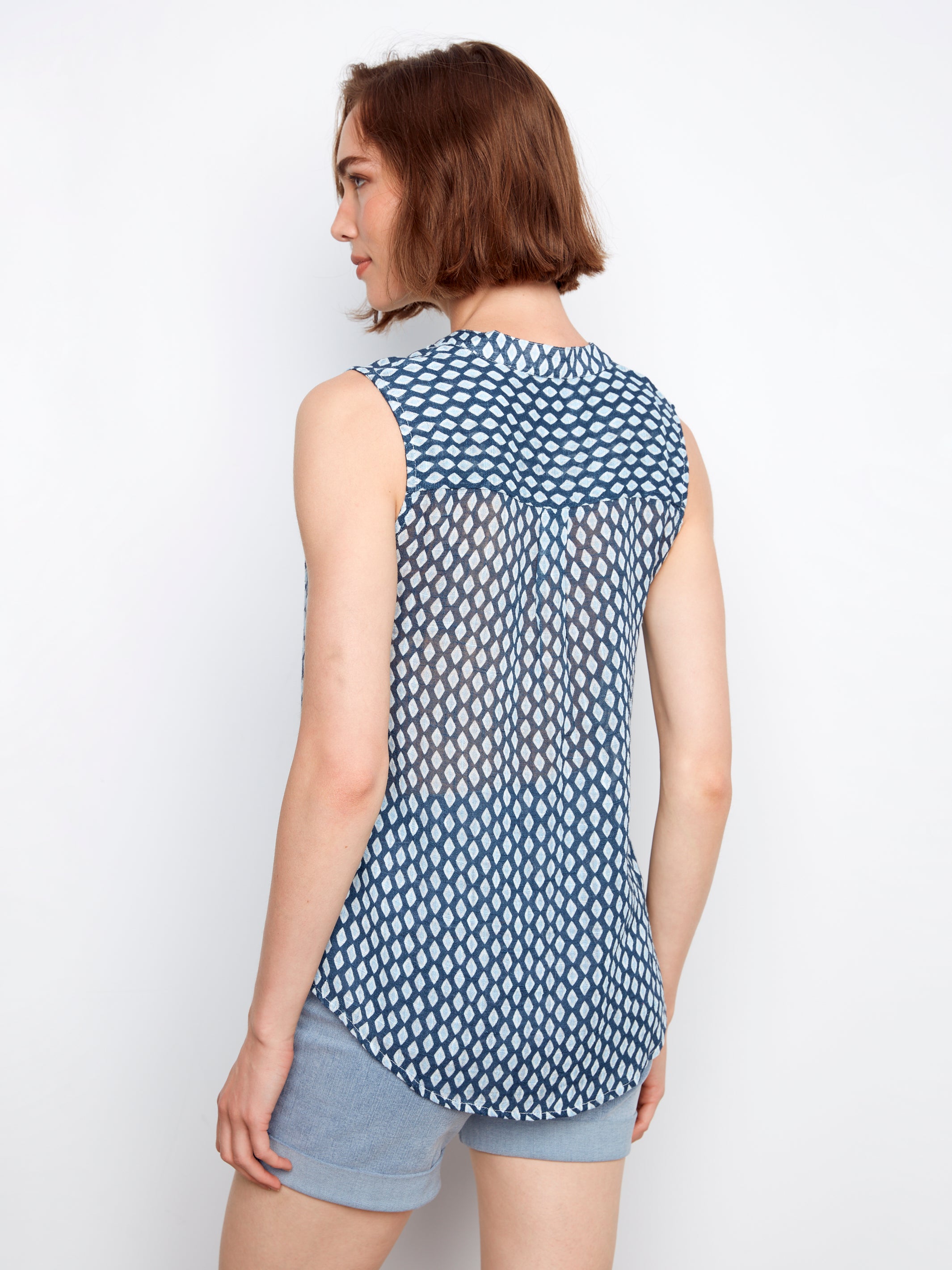 Printed Chest Pocket Sleeveless Top Mini
