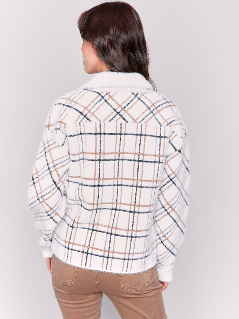 Jacquard Plaid Short Jacket Terracotta