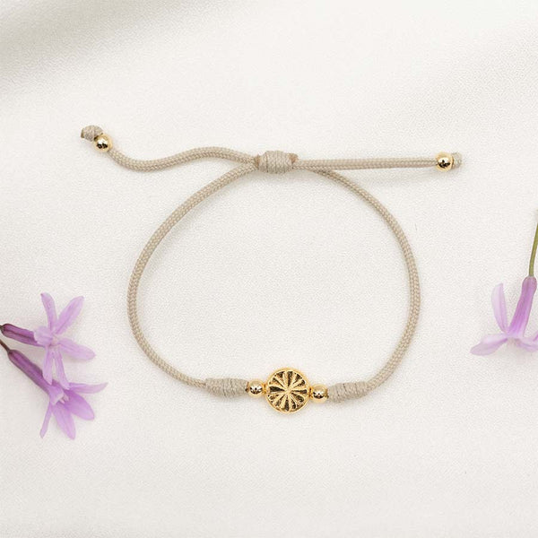 Well Wishes - The Little Flower Bracelet Tan + Gold
