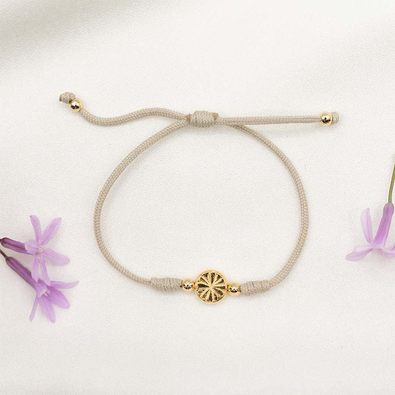 Well Wishes - The Little Flower Bracelet Tan + Gold