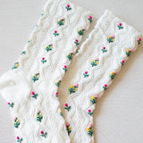 Romantic Floral Casual Socks White