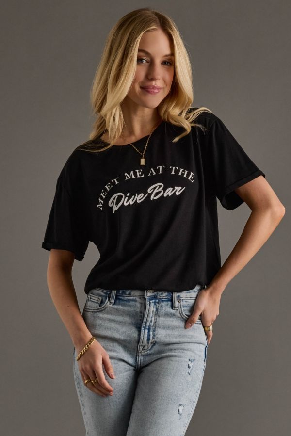 Meet Me At The Dive Bar Script Graphic Tee Black