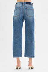 High Rise Crop Barrel Jean Dark