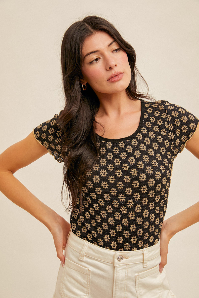 Floral Lace Cabbage Hem Tee