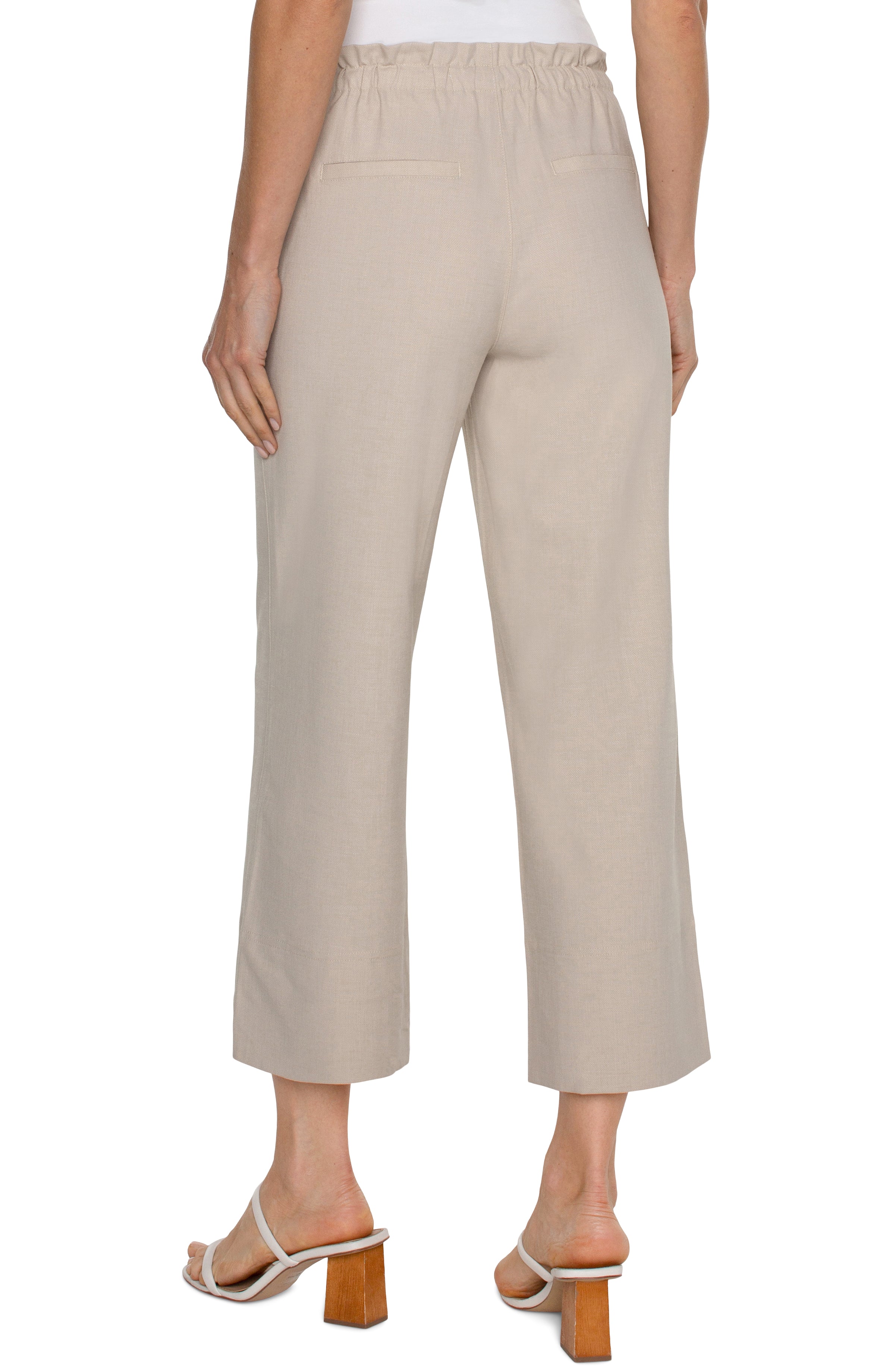 Tie Waist Wide Leg Ankle Pant Dusty Tan