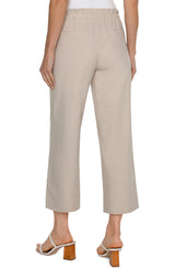 Tie Waist Wide Leg Ankle Pant Dusty Tan