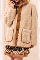 Reversible Fur Suede Coat Walnut