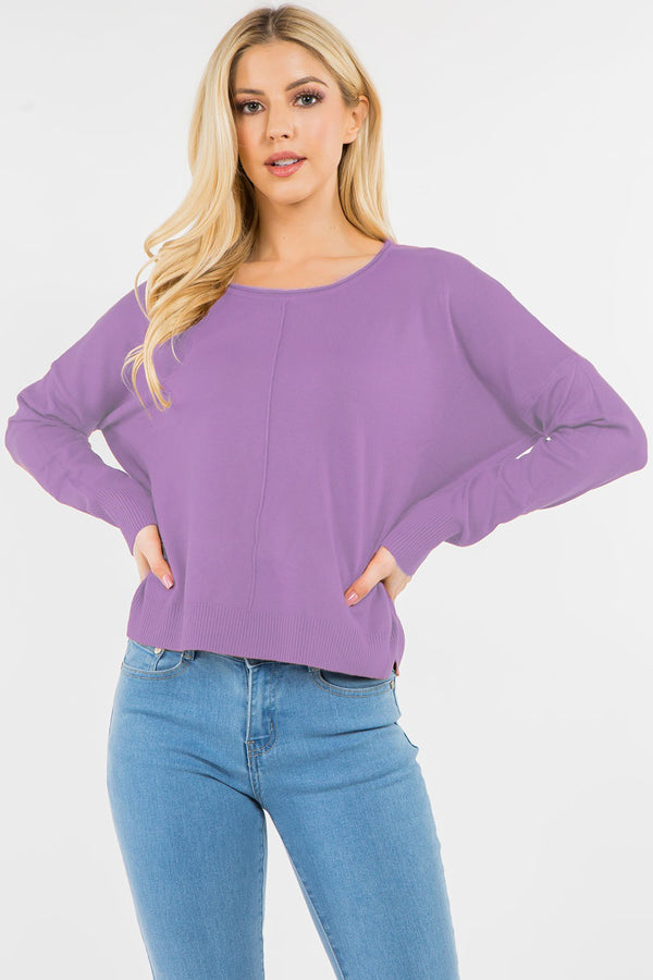 Center Seam Crew Neck Pullover Bellflower