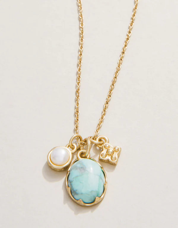 Coralie 17" Charm Necklace - Light Turquoise