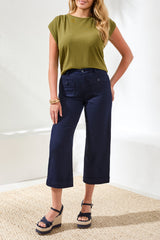 Sophia Hugging Crop Palazzo Denim Pants Nautical