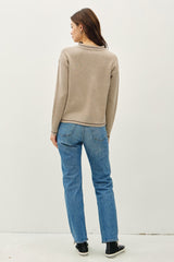 Oversize Stripe Details Cut Sweater Mocha