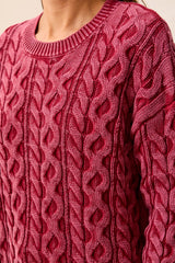 Special Wash Cable Detail Sweater Pinot