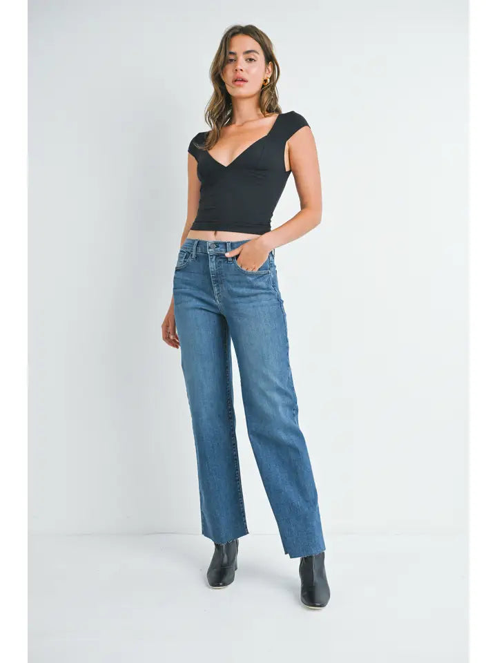 Slim Palazzo Scissor Cut Jeans Dark Denim