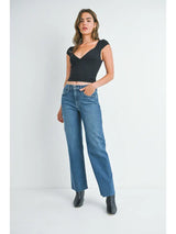 Slim Palazzo Scissor Cut Jeans Dark Denim