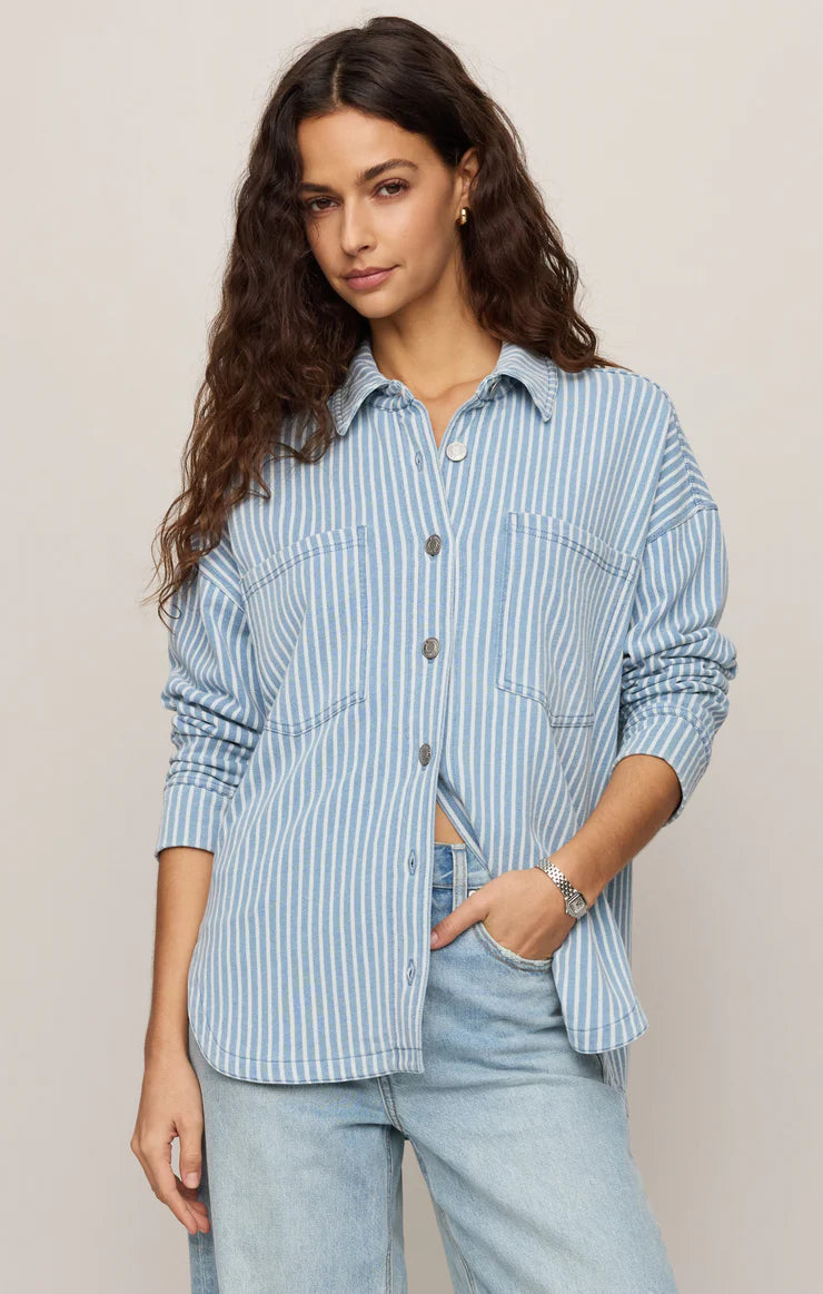 All Day Knit Stripe Jacket Santorini Indigo