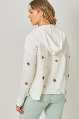 Thermal Contrast Hoodie Jacket Off White
