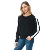 Sleeve Tape Detail Scuba Pullover Black + Ivory