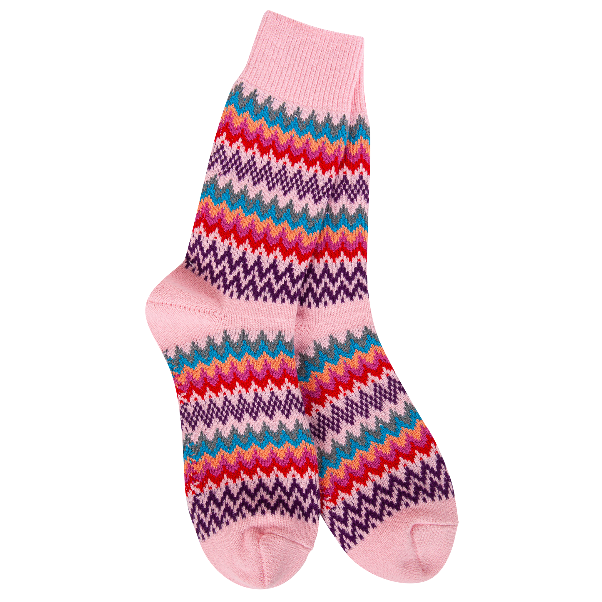 Zig Zag Crew Socks Pink Multi