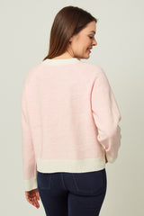 Snowflake Yarn Crew Sweater Pink