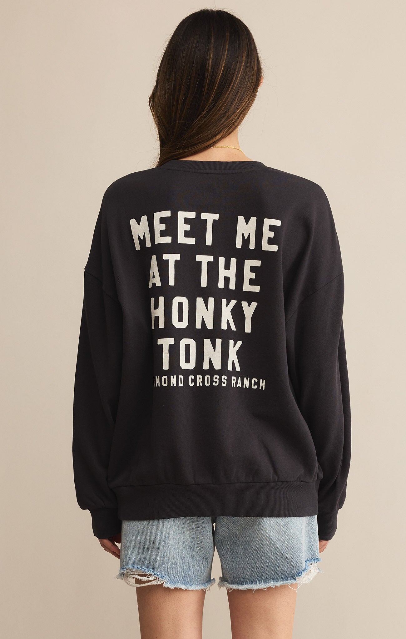Giddy Up Sunday Sweatshirt Black Sand
