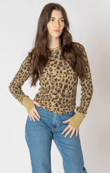 Printed Thermal Long Sleeve Shirt Tonal Cheetah