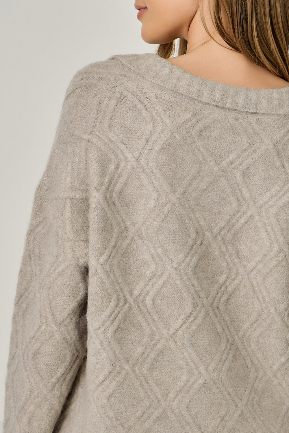 Mohair Cable Texture Collared Sweater
