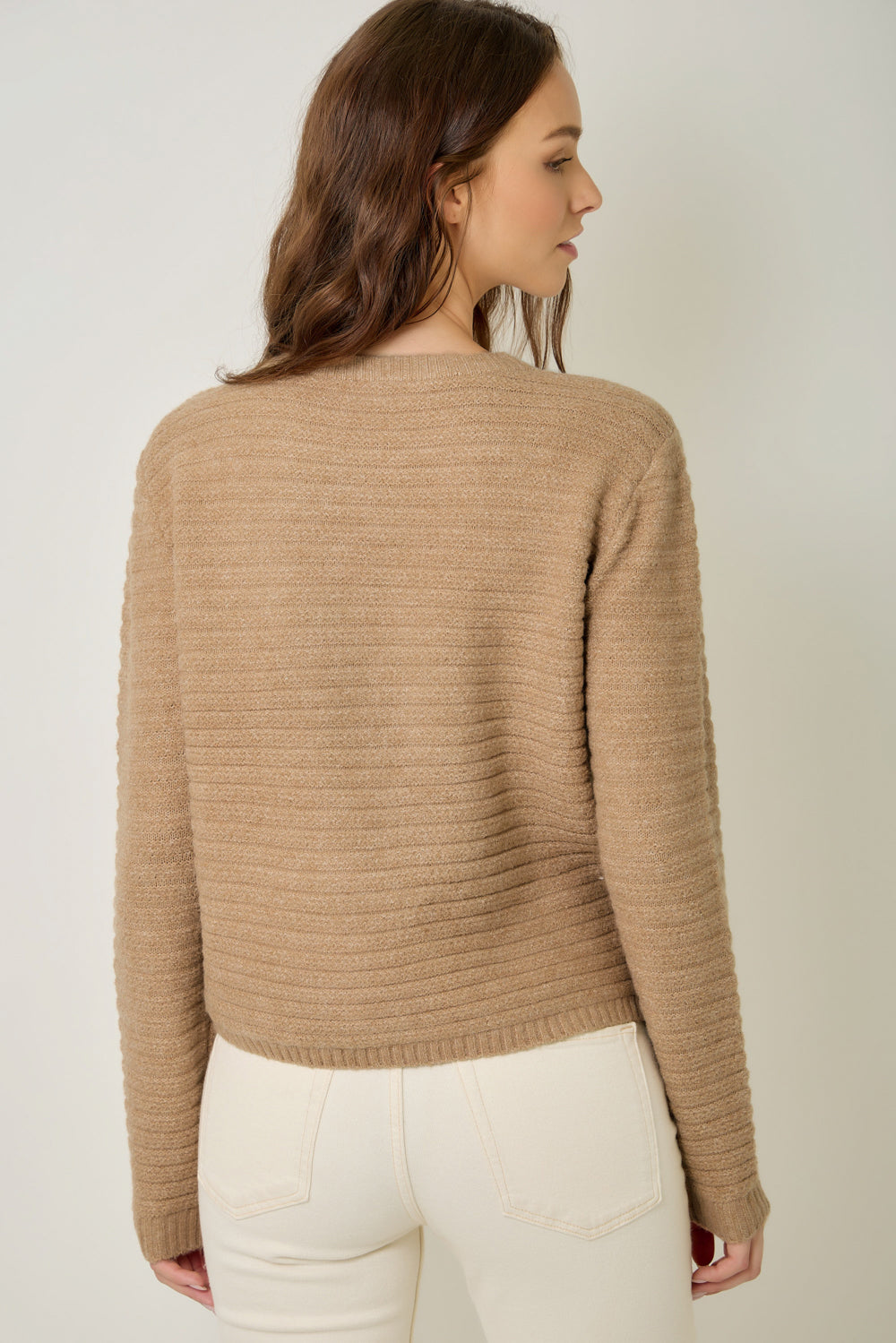 Button Detailed Texture Sweater