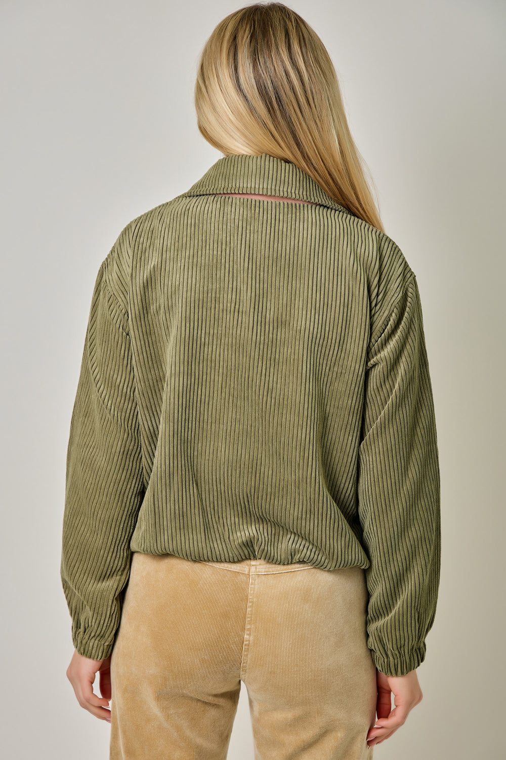 Corduroy Double Collar Bubble Hem Top